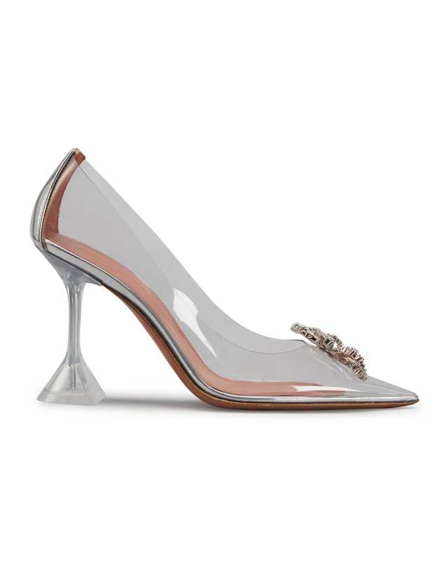 Rosie 95mm Crystal Bow Glass Pumps